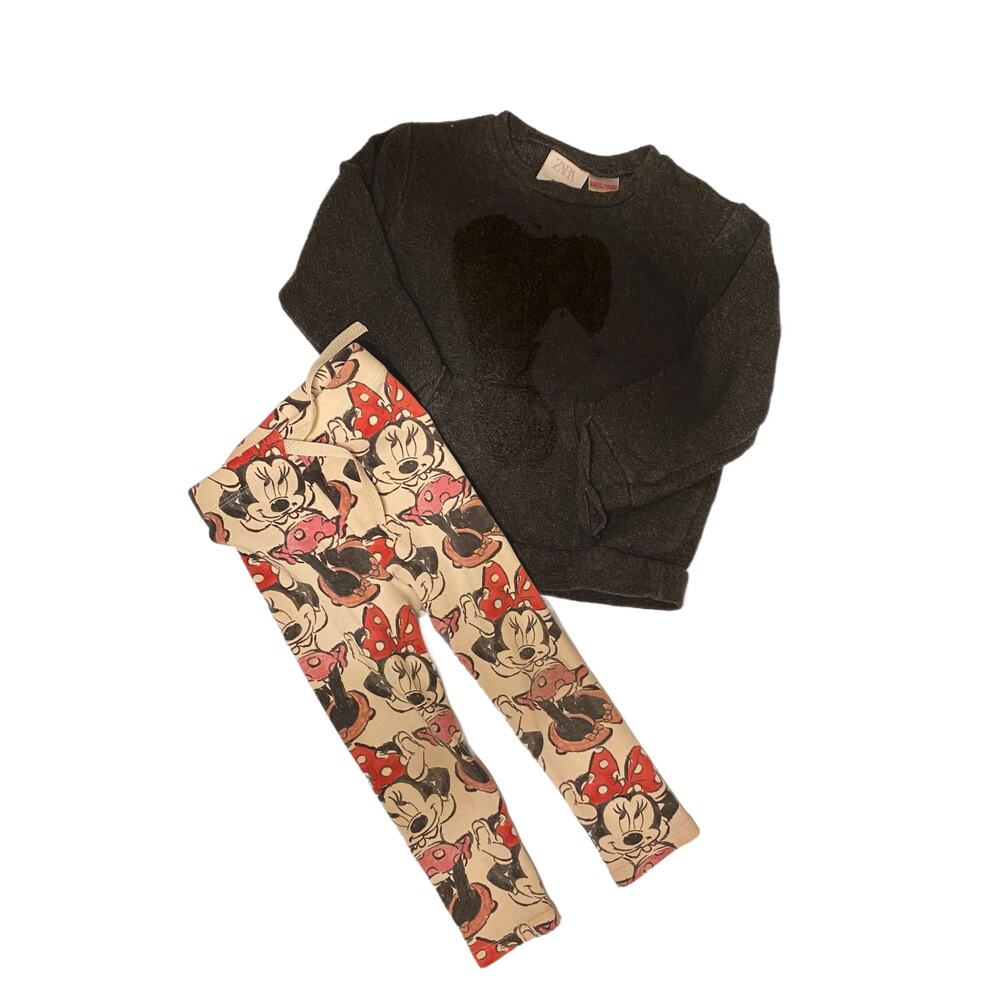 ZARA Bundle Black Sweater With Minnie Mouse Pants Size 18to24 Months